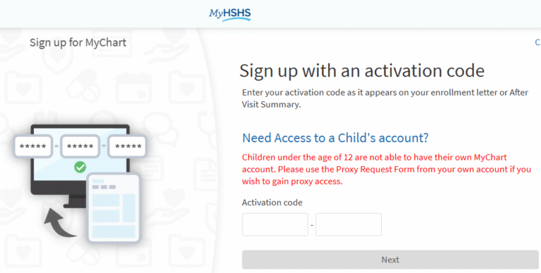 HSHSMychart Sign Up With Activation Code