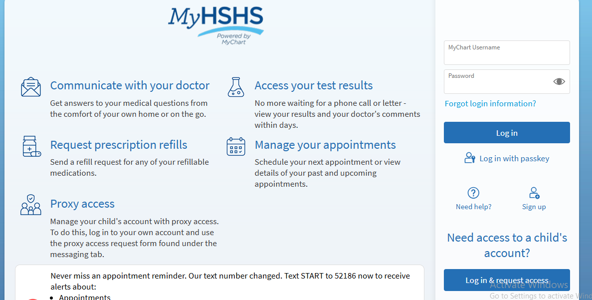 HSHSMyChart Login