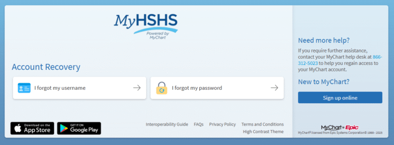 Recover your HSHSMyChart  Username or Password